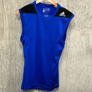 Adidas Techfit Blue Compression Climalite Shirt With Black Trim- Small